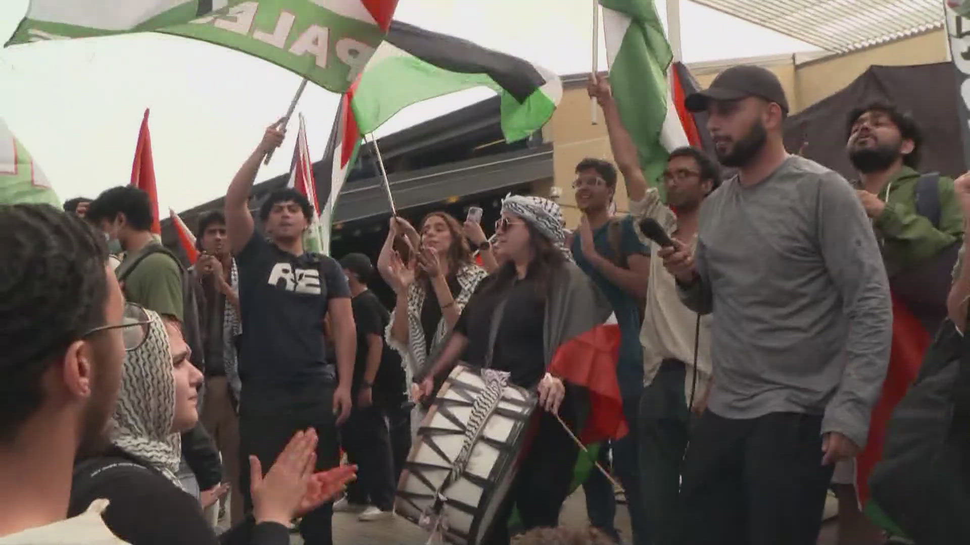 The pro-Palestinian protestors staged an encampment Wednesday. The protest was broken up by law enforcement Wednesday afternoon.