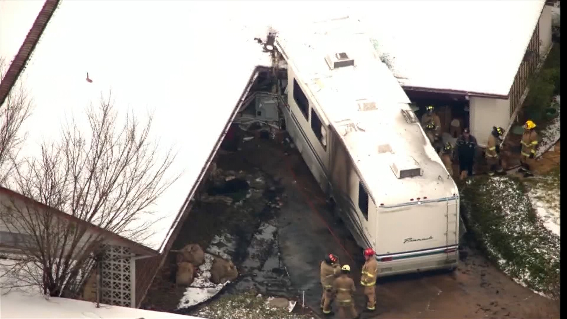 Chopper video showed the damage left behind after an RV crashed into a Fort Worth home.