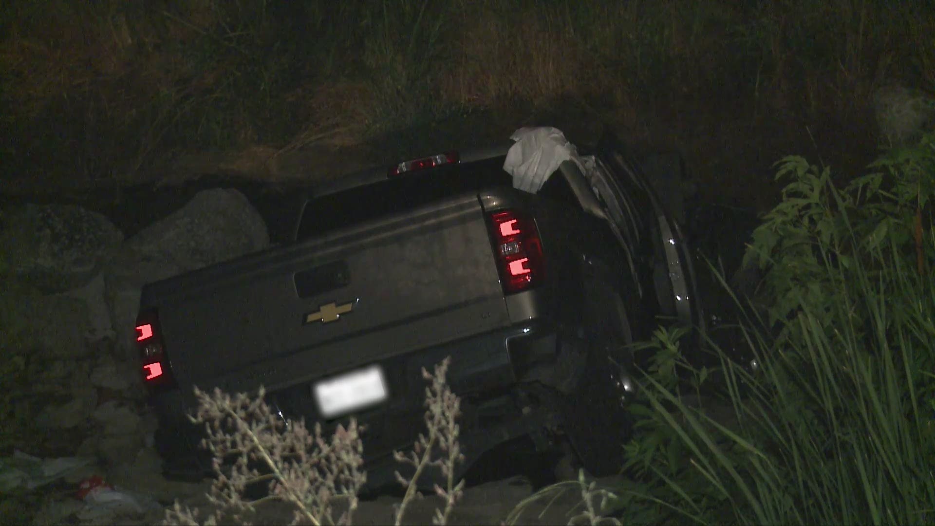 Fort Worth officers found a truck stuck in a ditch Saturday night. The four people in the vehicle were transported to a local hospital.