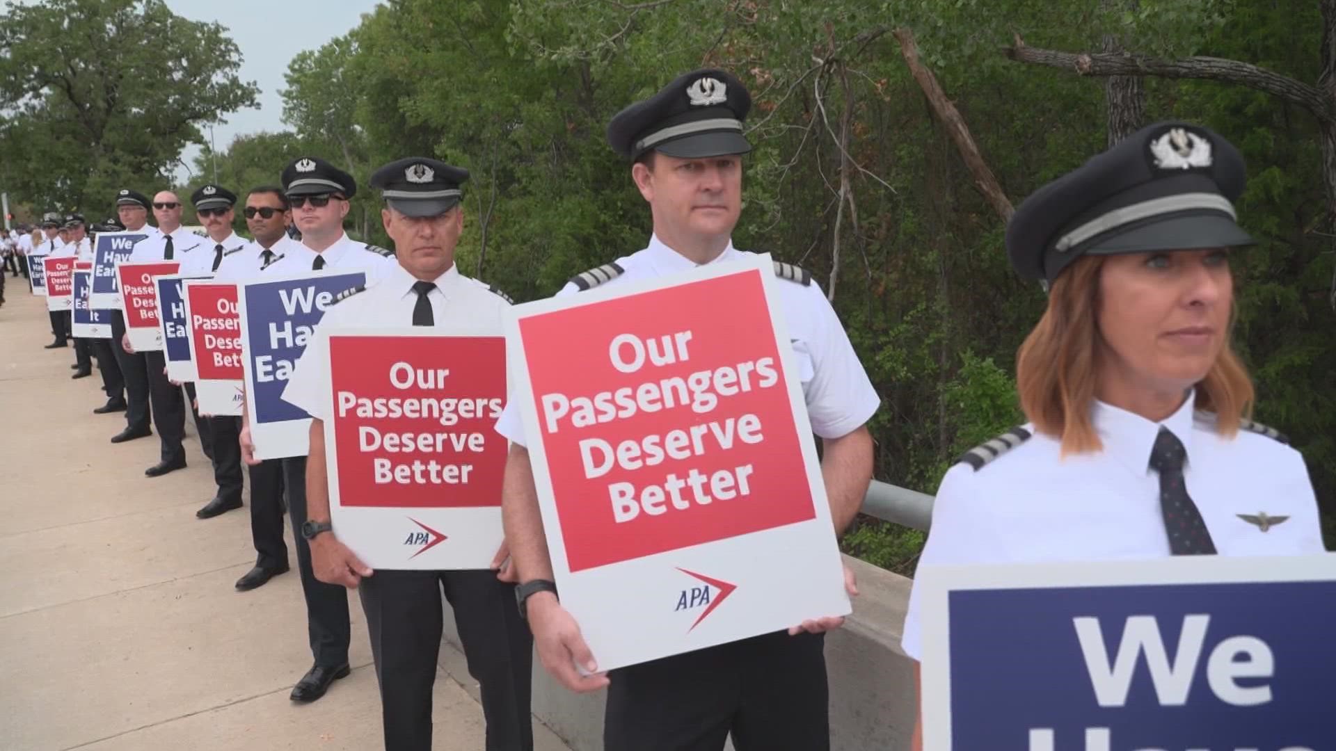 The union hopes this demonstration will put some pressure on American Airlines to revise their schedules, work rules and pay.