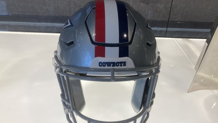 red white and blue cowboys helmet