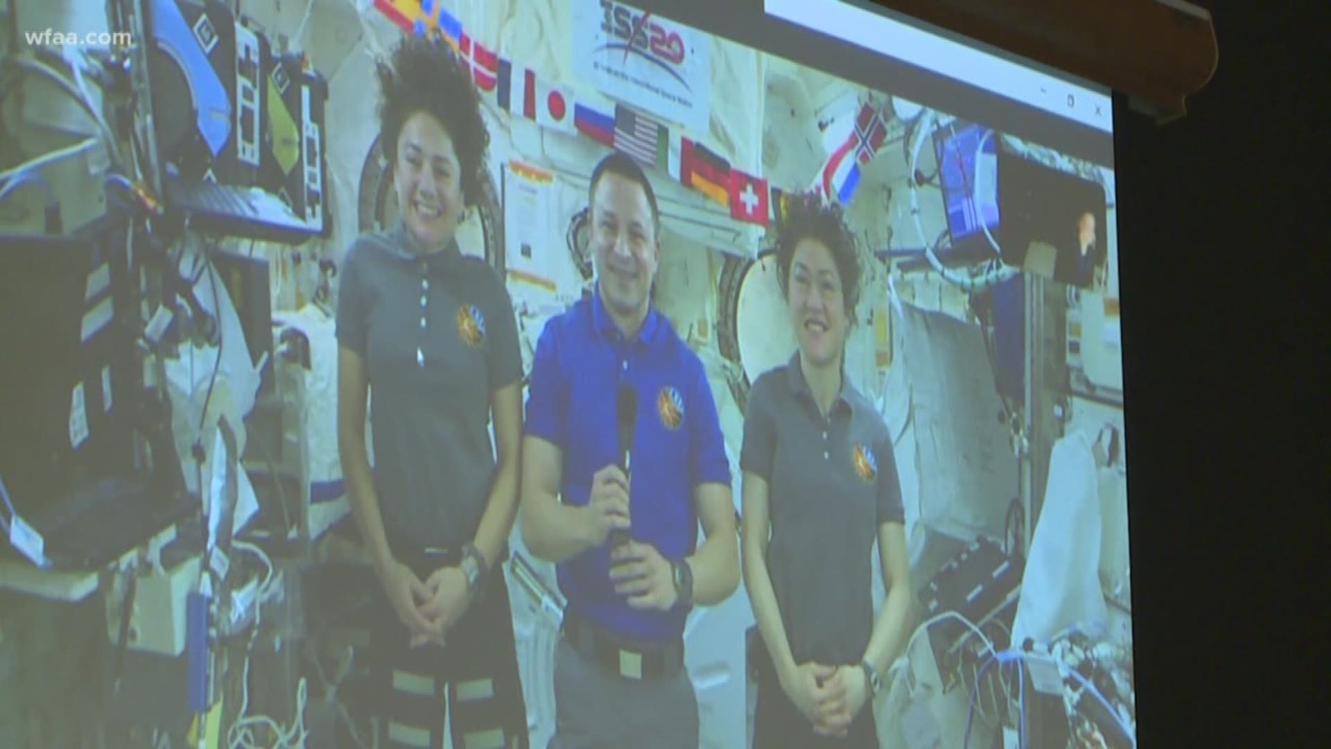 The students had about 20 minutes to ask astronauts on the International Space Station different questions.