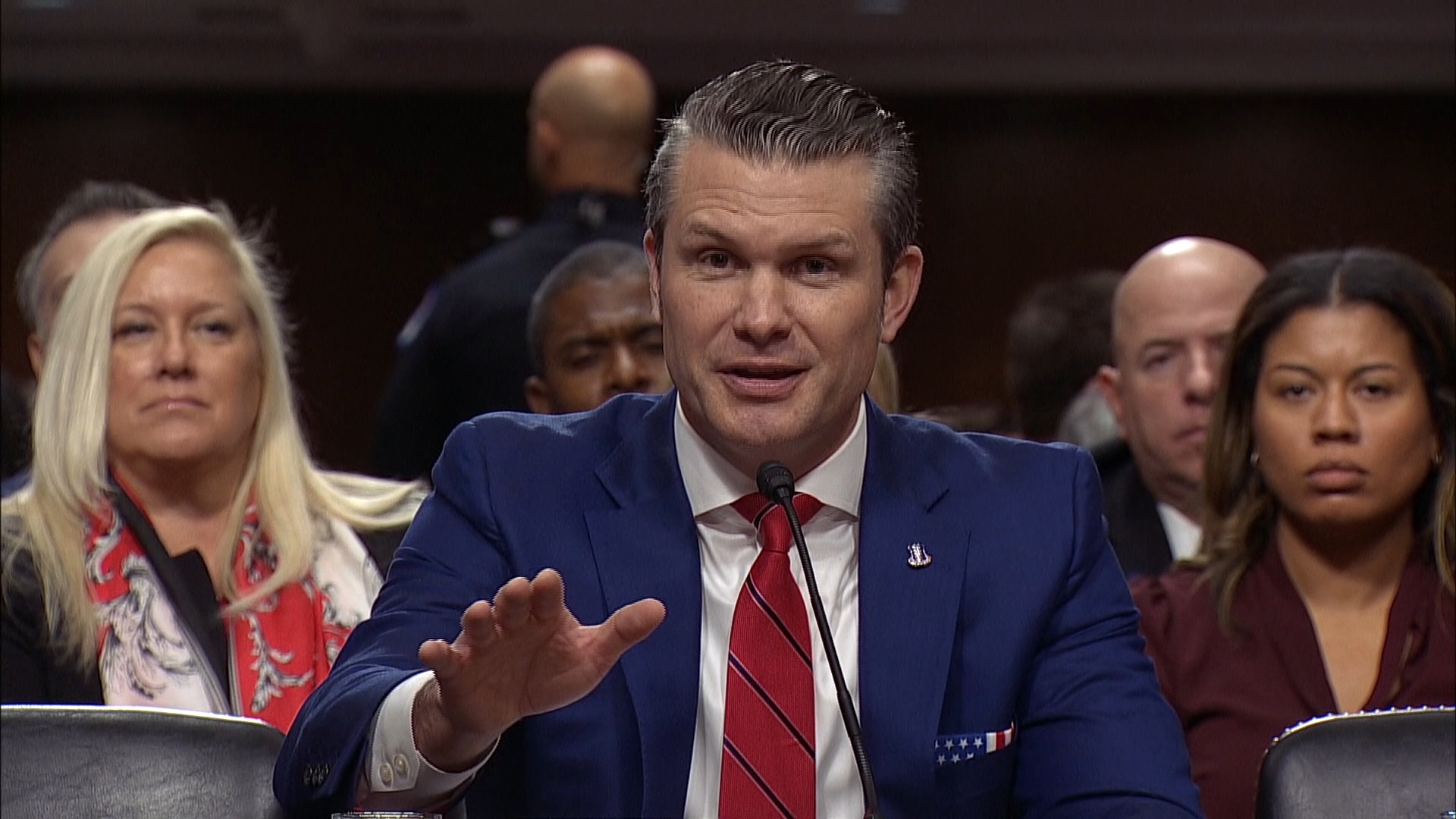 Pete Hegseth defended his support for service members accused and convicted of war crimes during his hearing on Jan. 14, 2025.