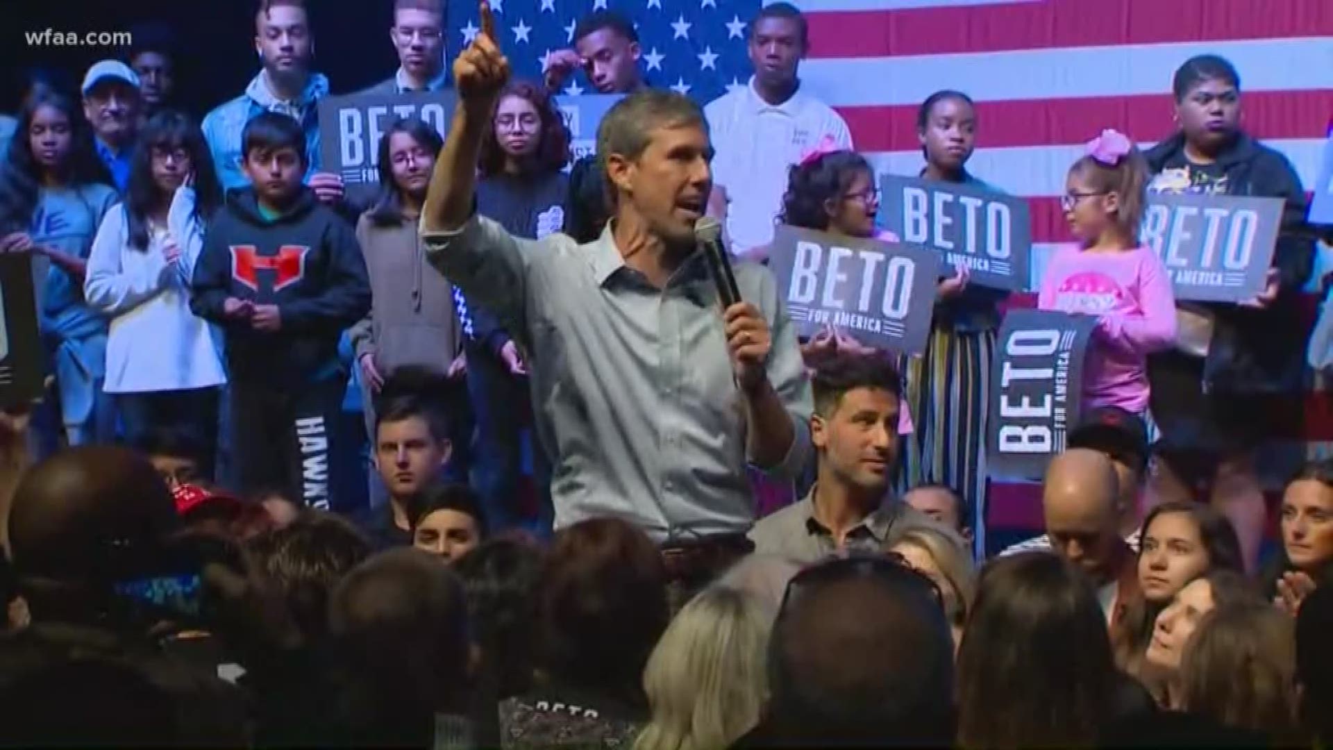 Hundreds of supporters filled the seats of the Theatre in Grand Prairie for Beto O'Rourke's "Rally Against Fear."