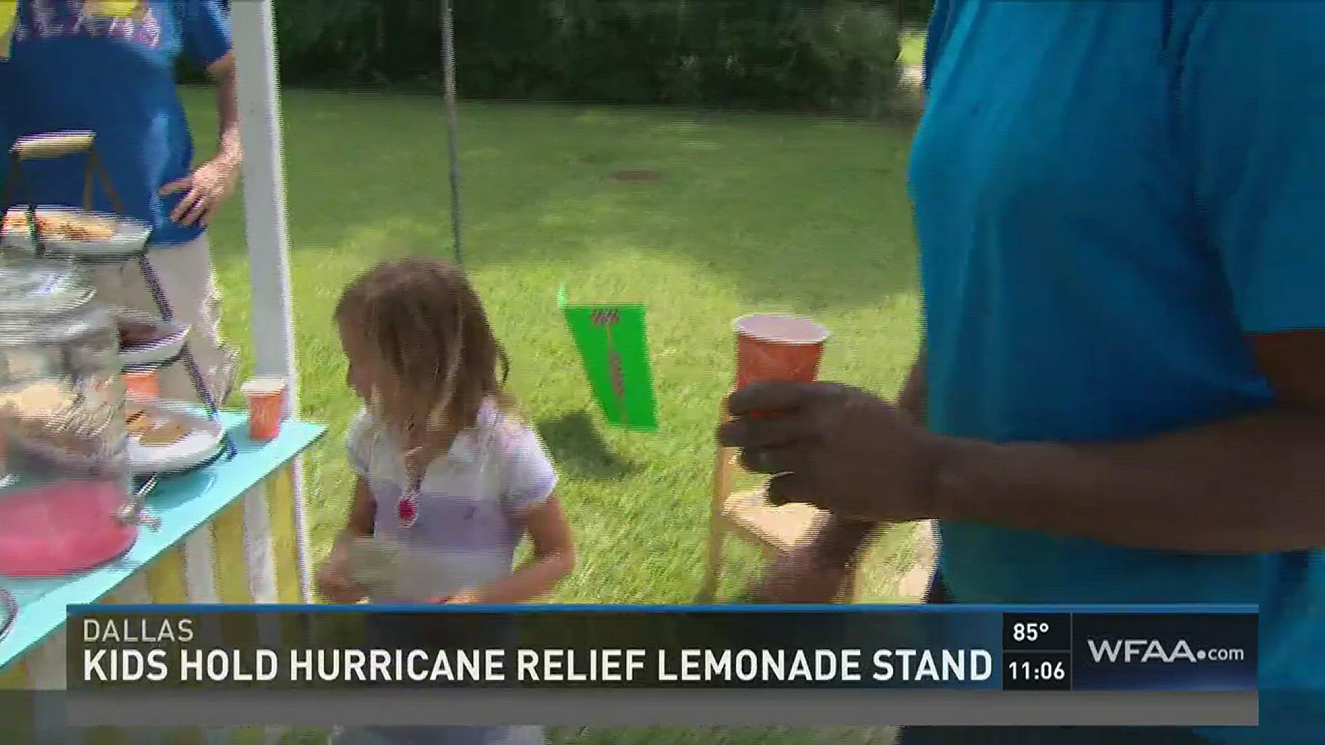 Local girls sell lemonade for Harvey victims