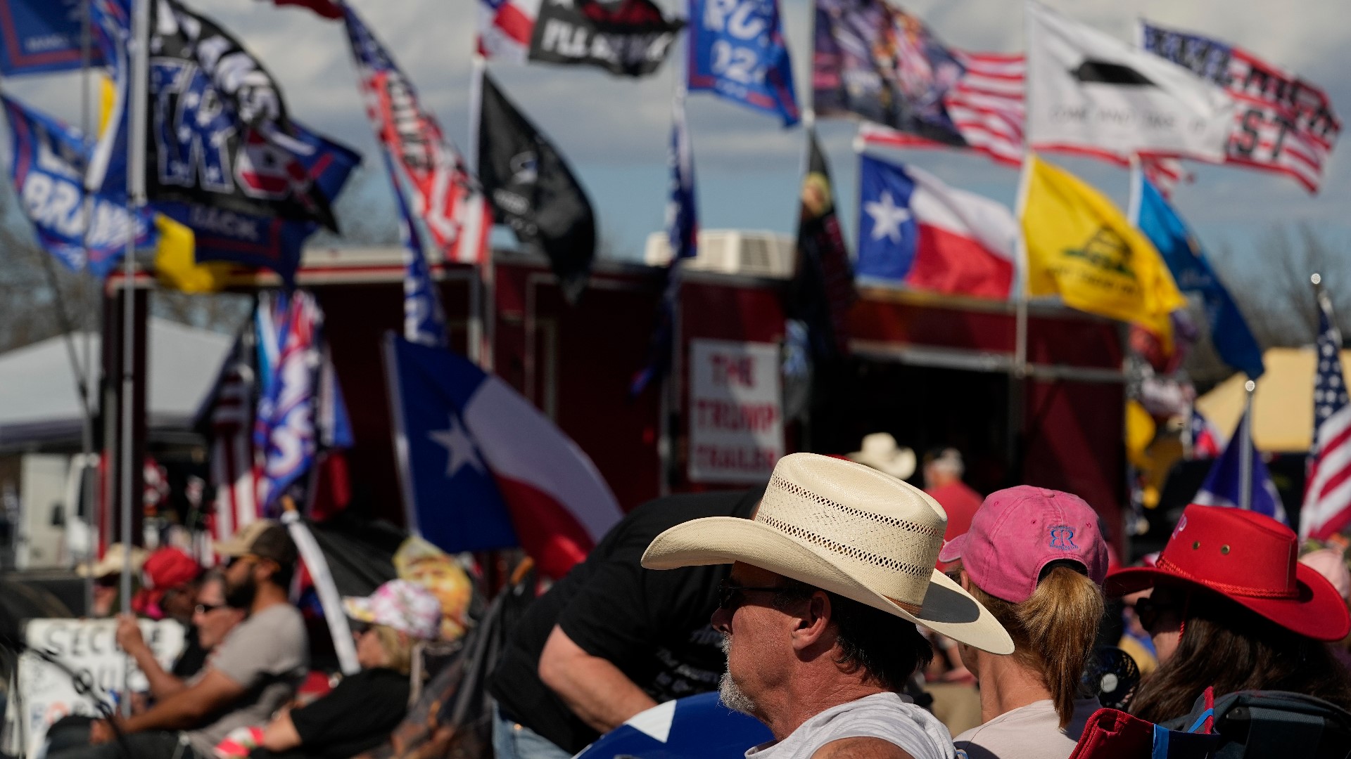 Hundreds of people gathered 20 miles out of Eagle Pass on Feb. 3, 2024, to call on the federal government to secure the U.S. border.