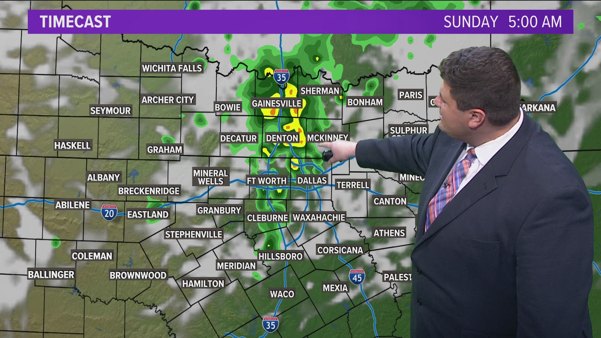 Some rain possible early Sunday morning and night.