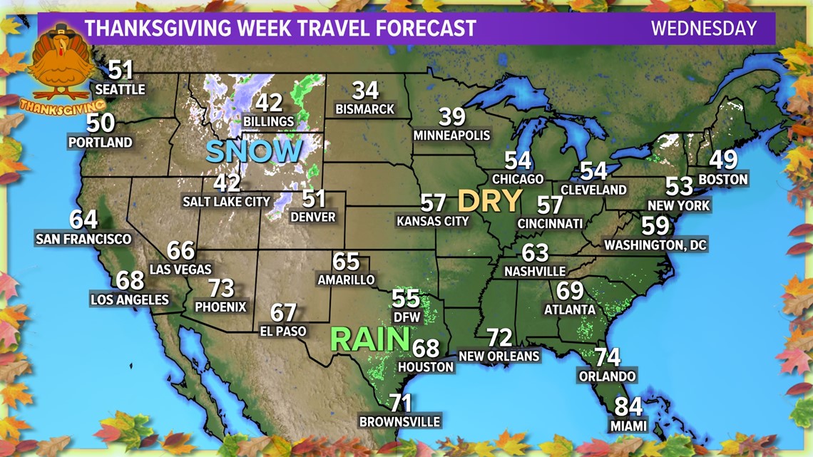 DFW weather forecast Thanksgiving week outlook