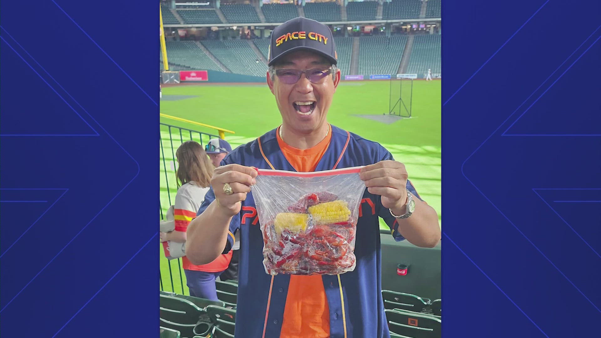 The fan packed 3 pounds of crawfish into a cooler to eat during the game.
