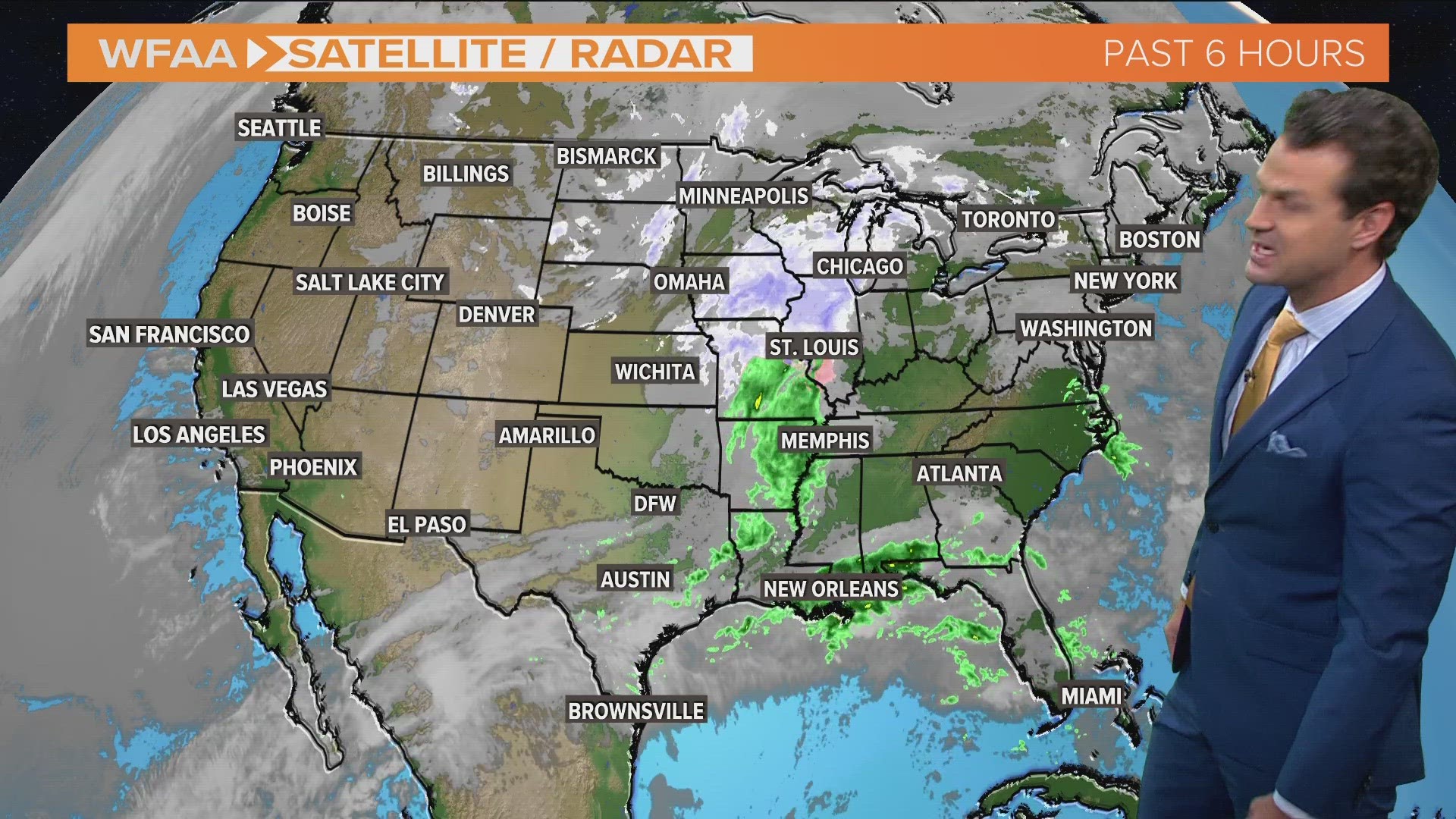 Texas meteorologist Kyle Roberts gives an overview of national weather conditions for Sunday, Nov. 26