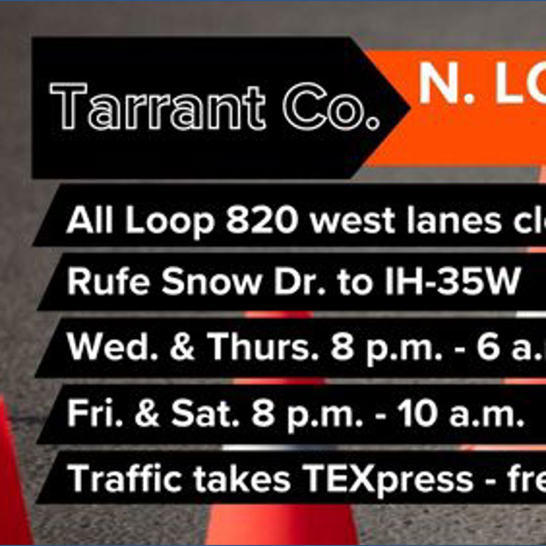 Major overnight shutdowns planned for Loop 820 in Tarrant County | wfaa.com