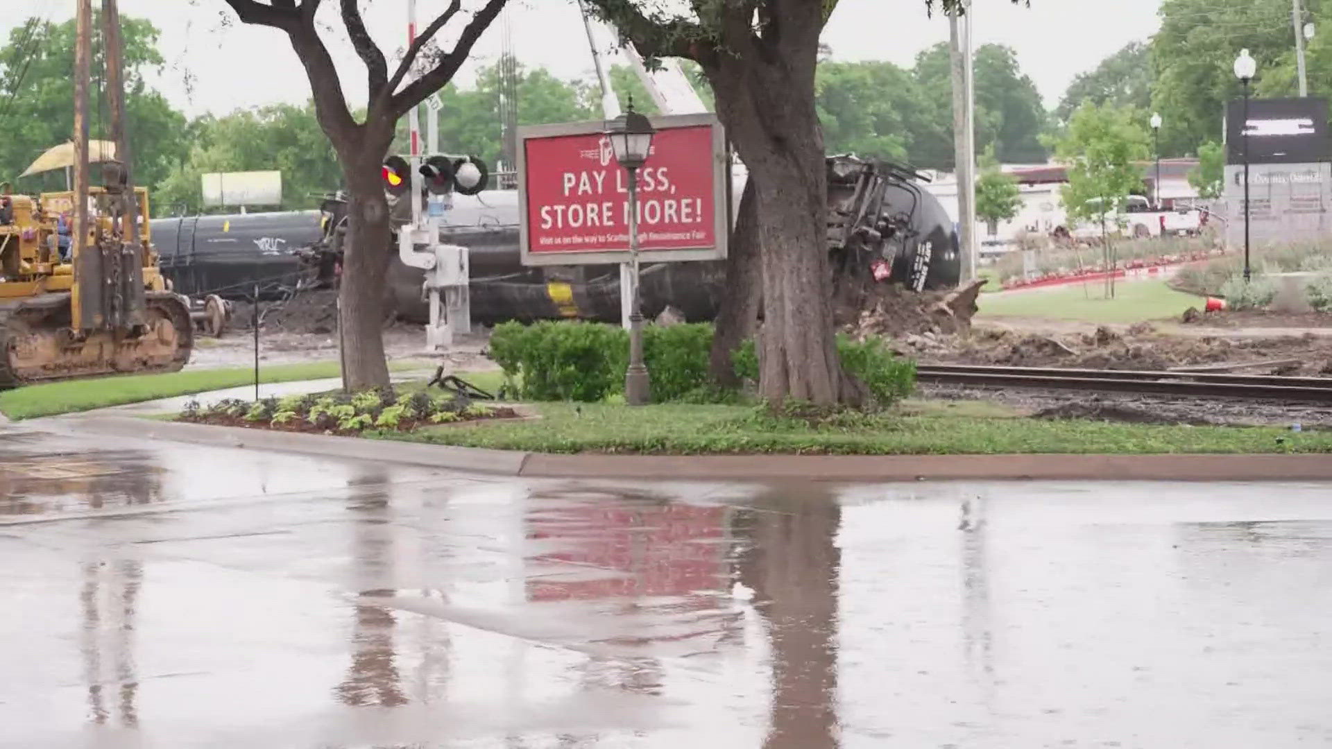 A train derailed in downtown Waxahachie overnight Tuesday, closing several roads, officials said.