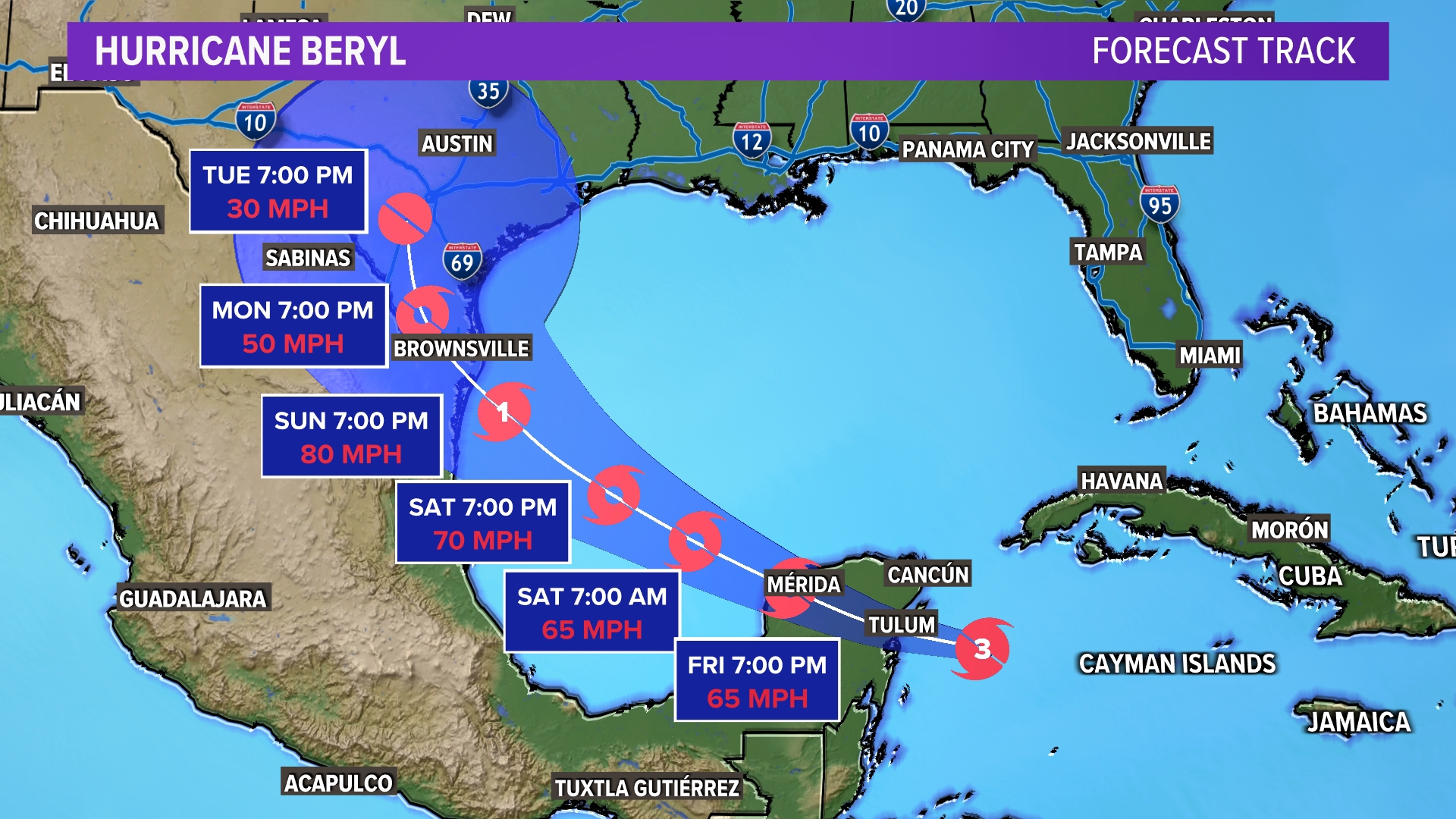 Hurricane Beryl has made landfall on Mexico’s coast near the resort of Tulum as a Category 2 storm.