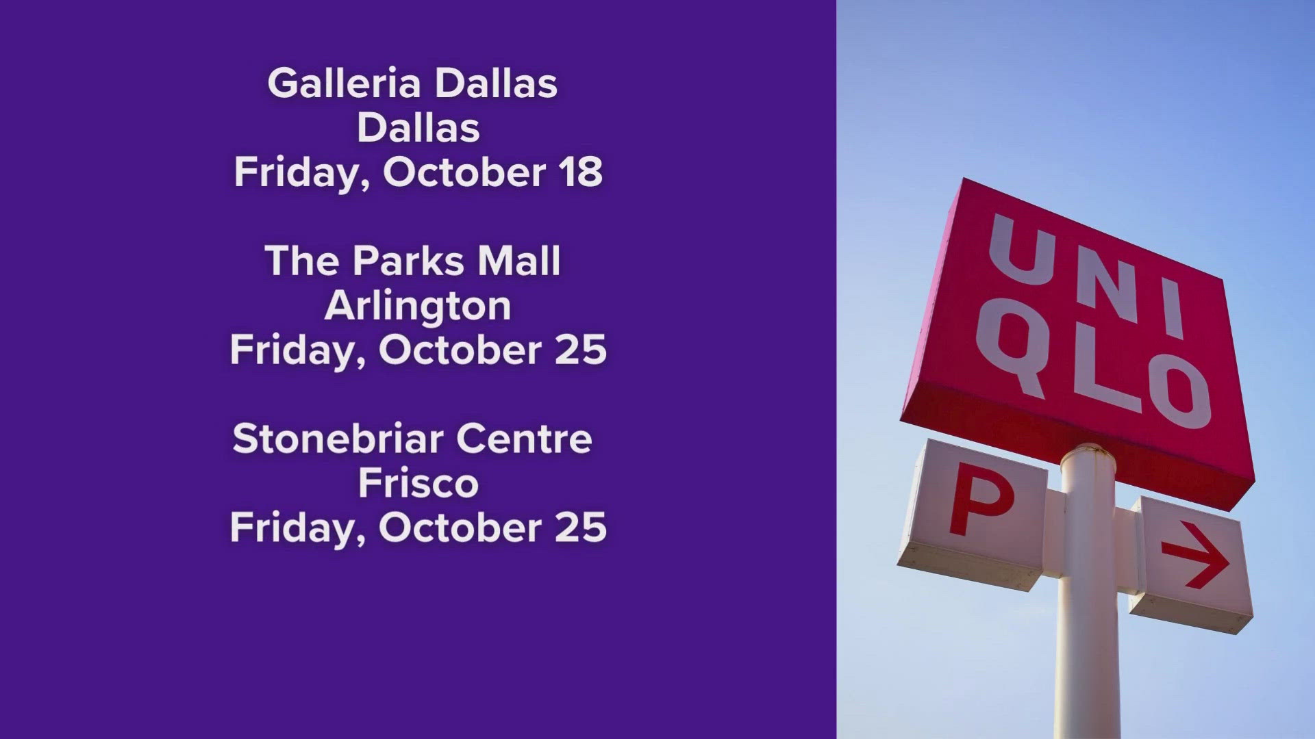 Japanese retailer Uniqlo will open its first three locations in North Texas this fall. Here's when and where they will open.