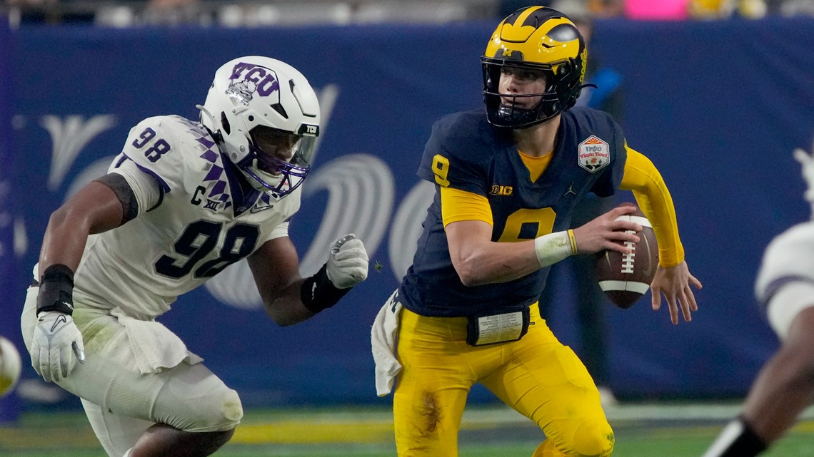 J.J. McCarthy's 2nd INT taken back for a TD by TCU