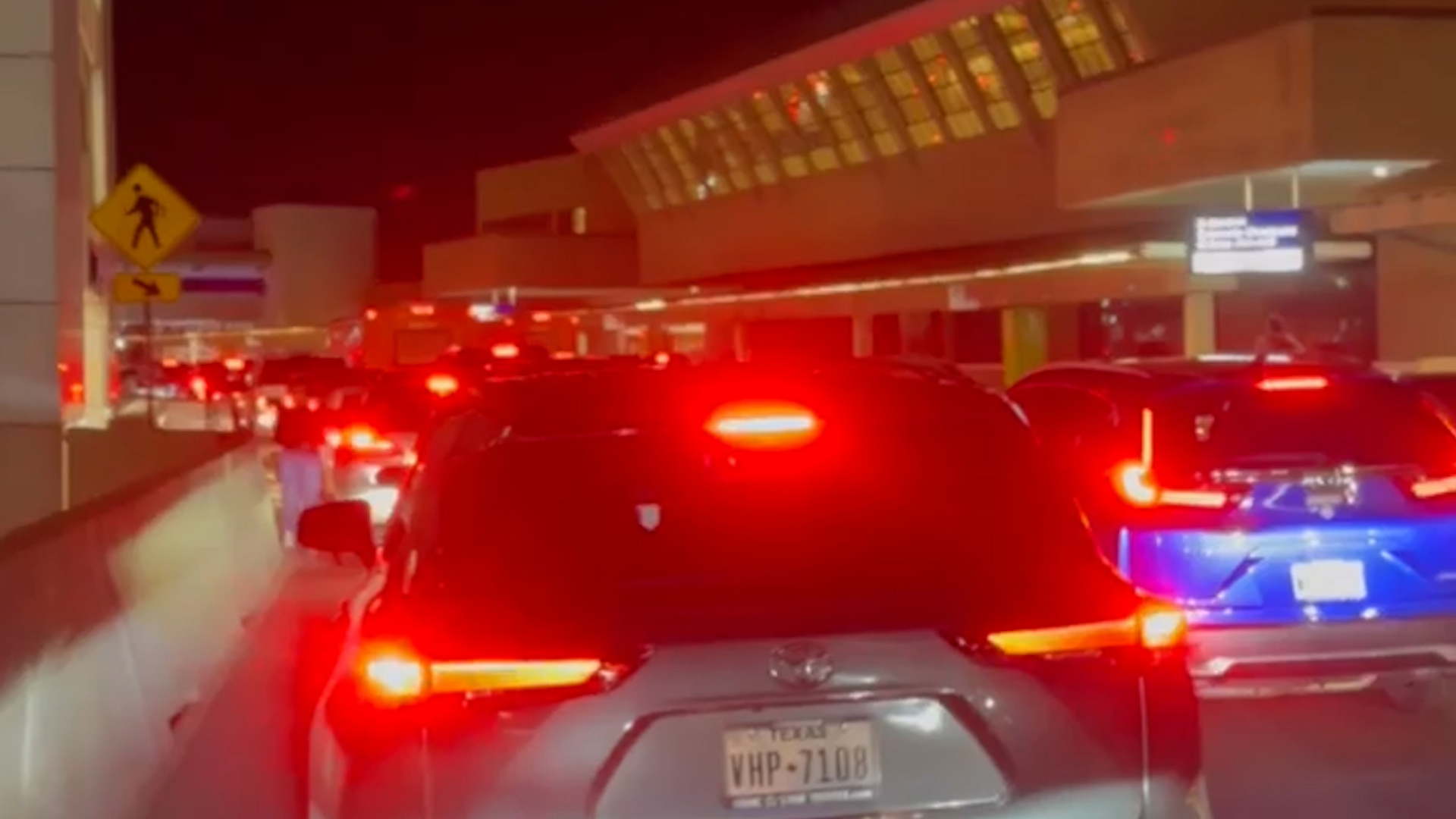 According to airport officials, holiday traffic is the cause behind a major traffic jam at Terminal B.