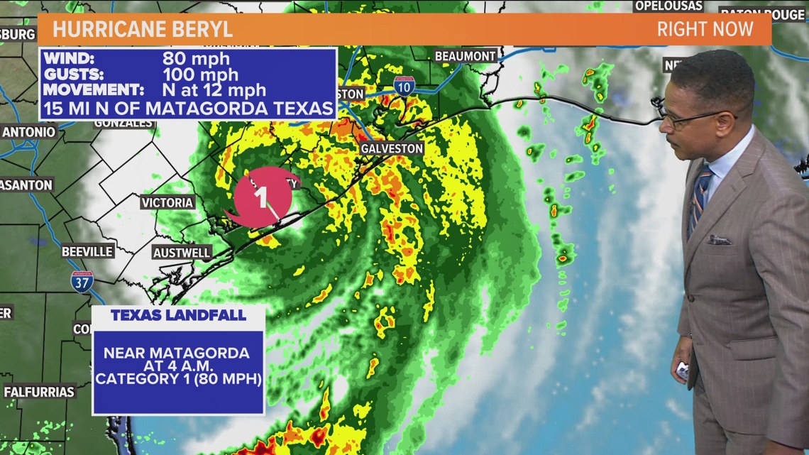 Hurricane Beryl makes Texas landfall Latest radar, forecast, path