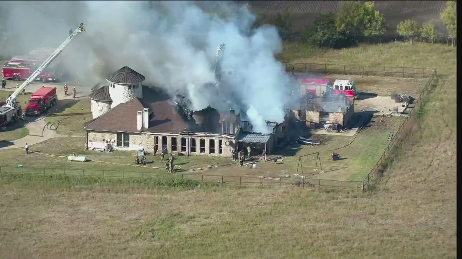 The fire broke out Thursday afternoon in the 500 block of Justin Pl in Nevada, Texas.