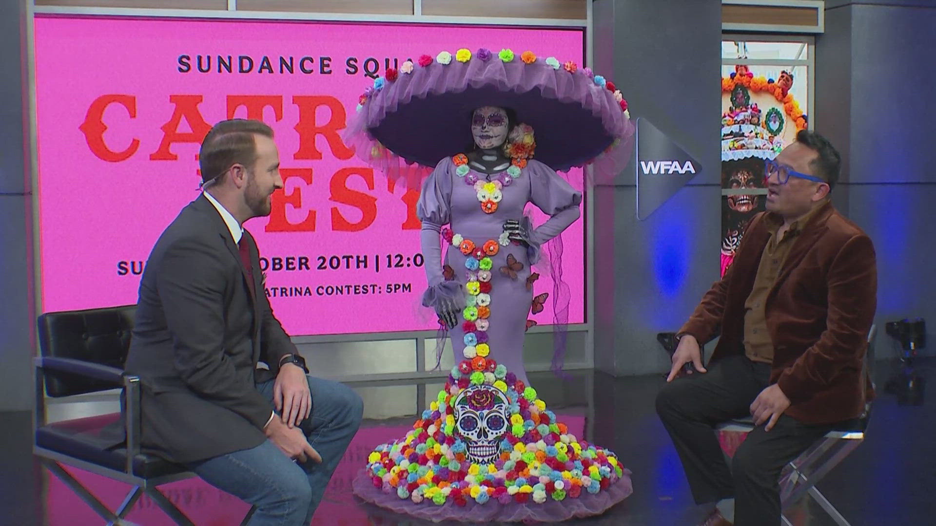 Miguel Martin and Marlene Cruz with the third annual Sundance Square Catrina Festival this weekend in downtown Fort Worth.