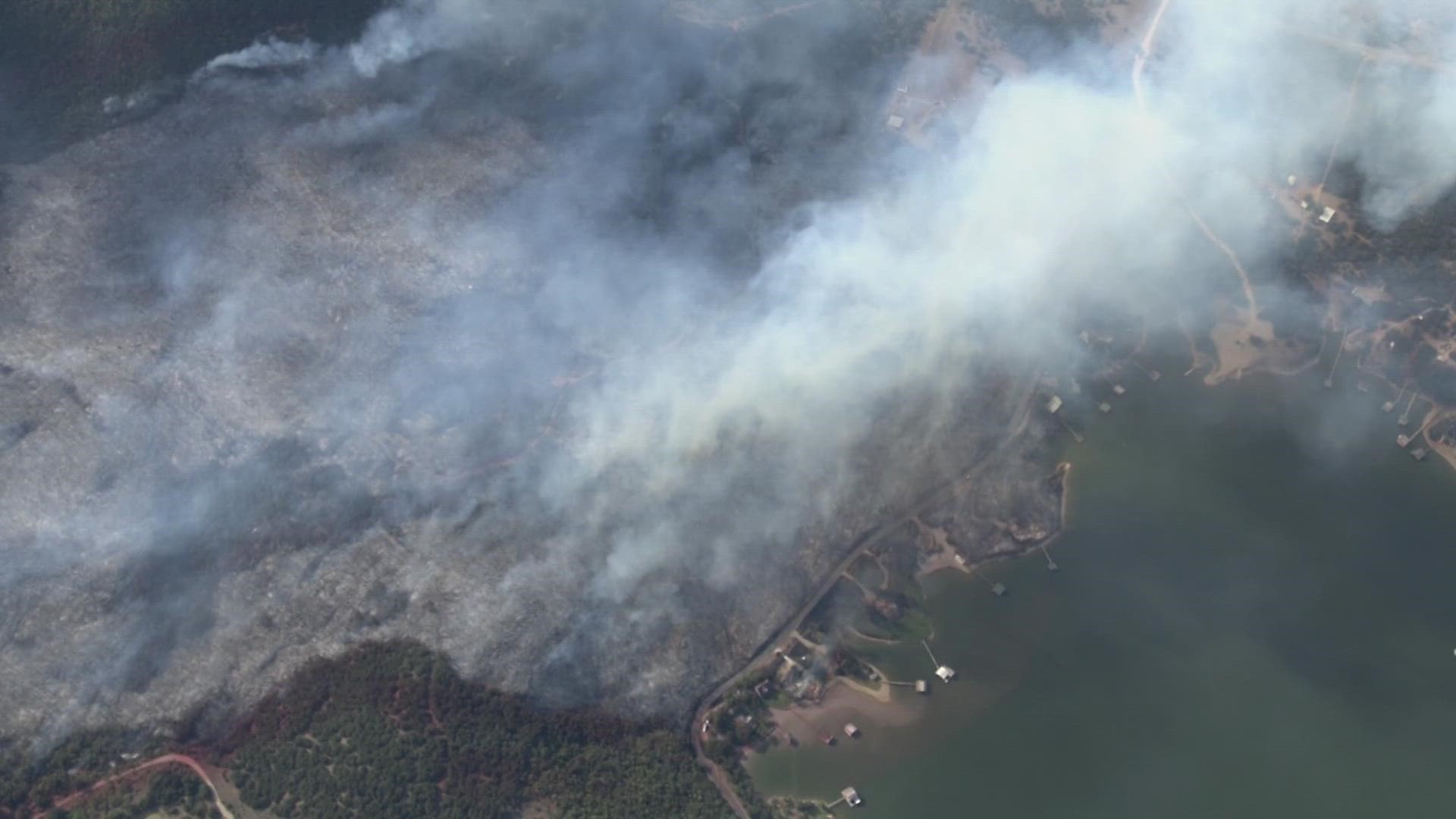 Wildfire Burning Near Possum Kingdom Lake In Palo Pinto County 7906