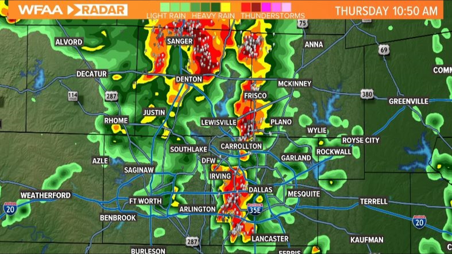 North Texas was likely to see more storms and rain Thursday. Track the latest radar here.