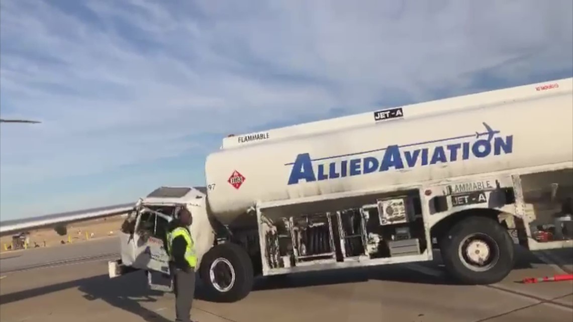 WATCH Fuel truck at DFW Airport collides with two parked American