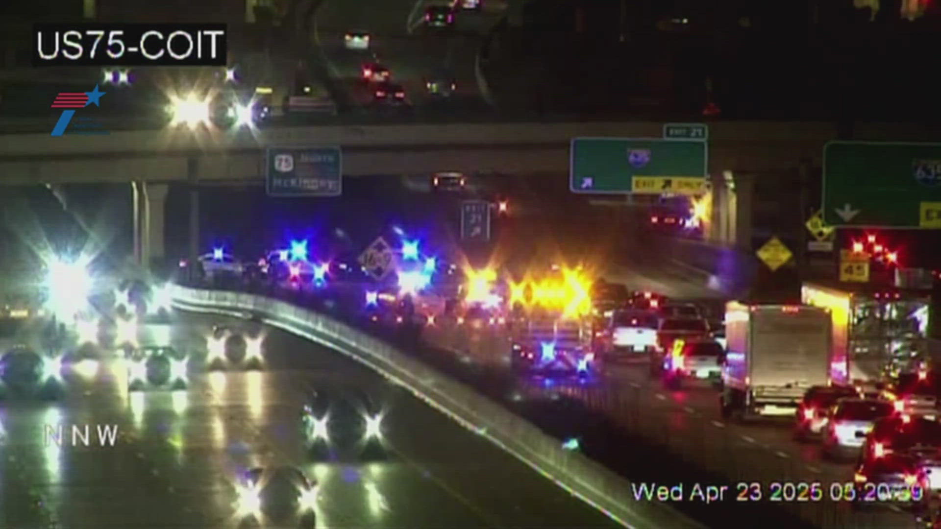 Several lanes of U.S. 75 were closed Wednesday morning. 