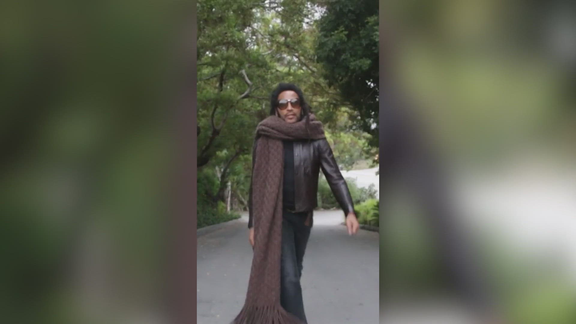 Lenny Kravitz makes his TikTok debut with his iconic giant scarf