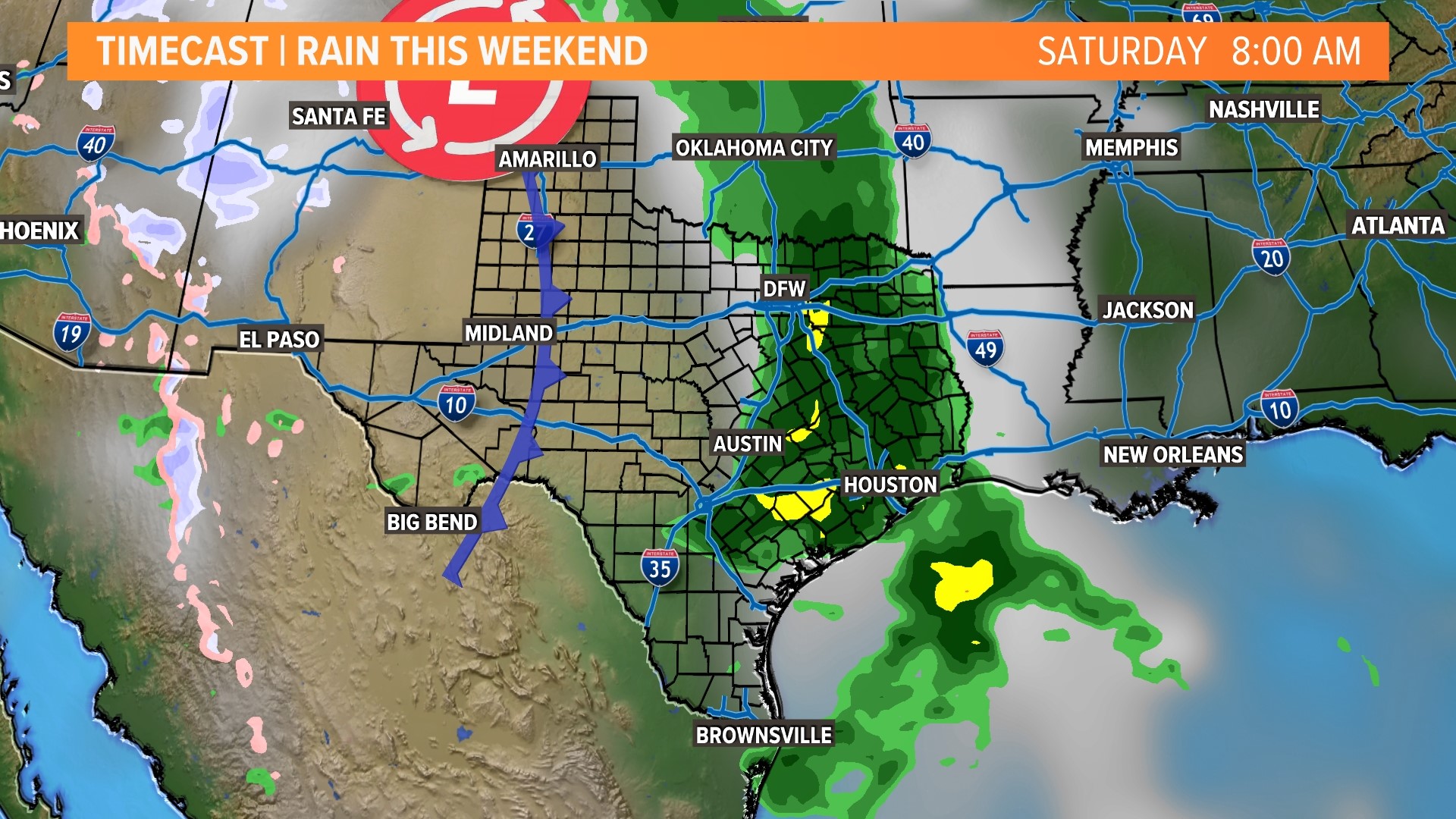 Rain schedule for the weekend