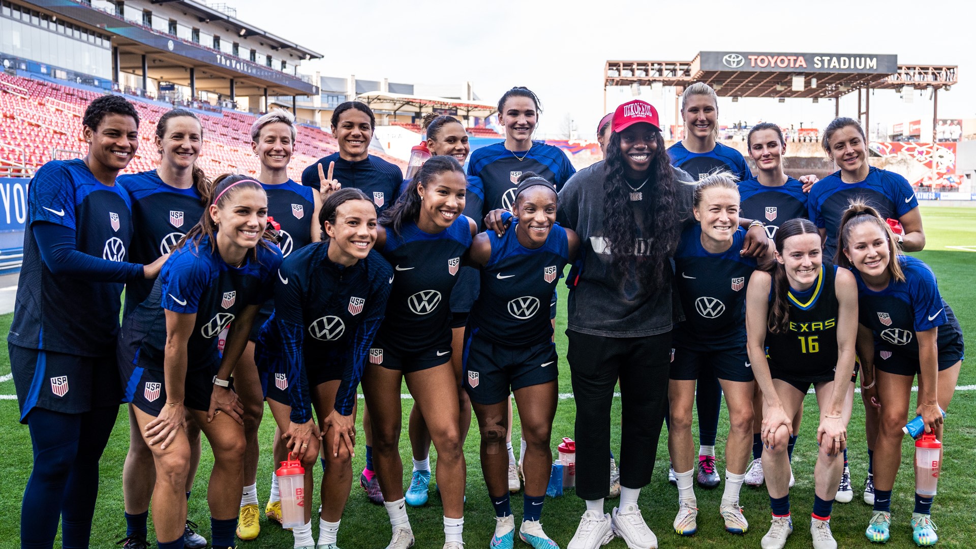 Ogunbowale, who is a former high school standout soccer player, watched USWNT train, and also took to the pitch to show off her skills.