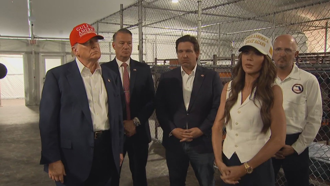 President Trump tours new Florida migrant detention center being called ...
