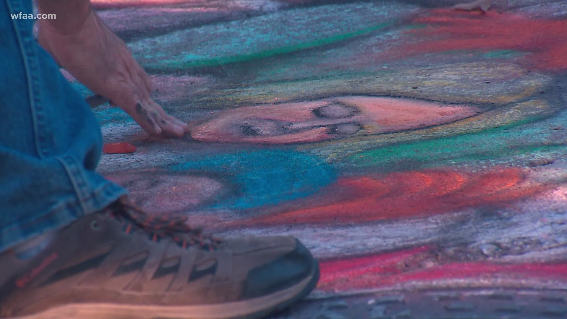 Greg Rogers is hopeful that with his chalk art people will be more inclined to get out of their isolation and out into the neighborhood.