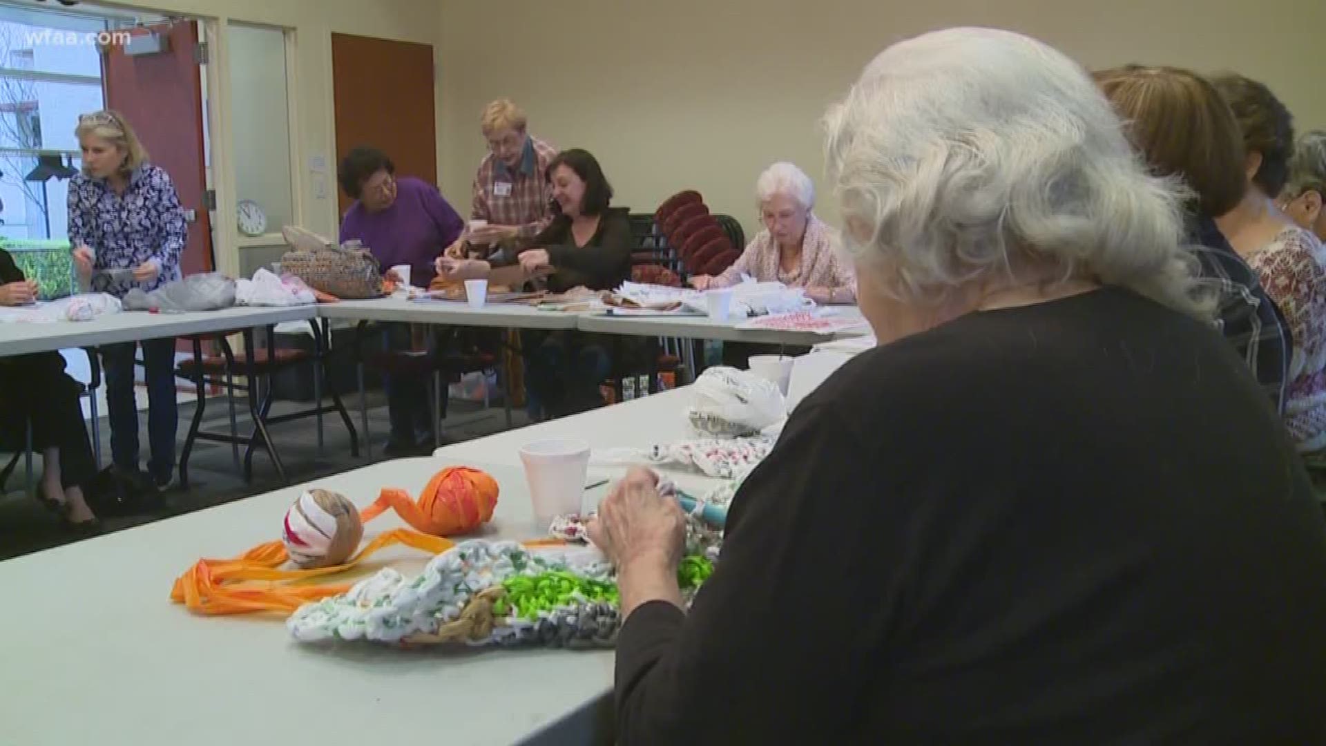 Meet the group of senior citizens in North Texas that are recycling plastic bags to make bed mats for the homeless.