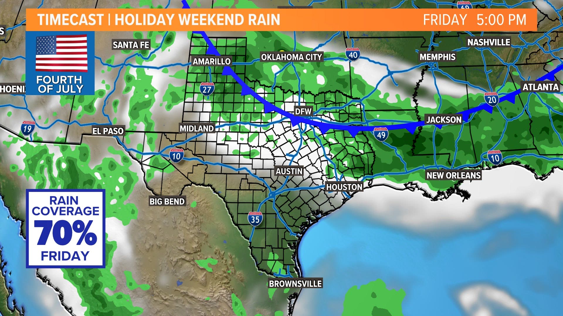 Rain chances increase on Friday and continue through the weekend