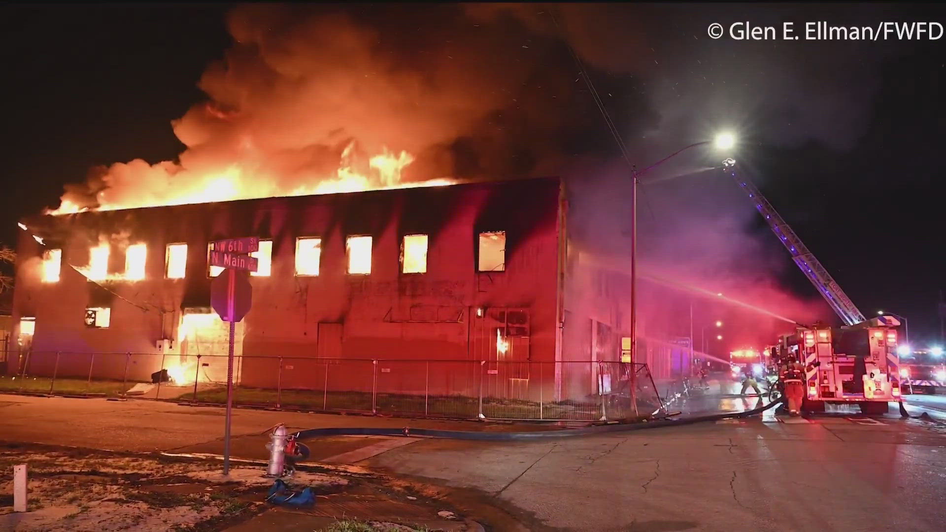 Fort Worth firefighters responded to a large fire in a vacant warehouse just north of downtown Saturday, the department said.