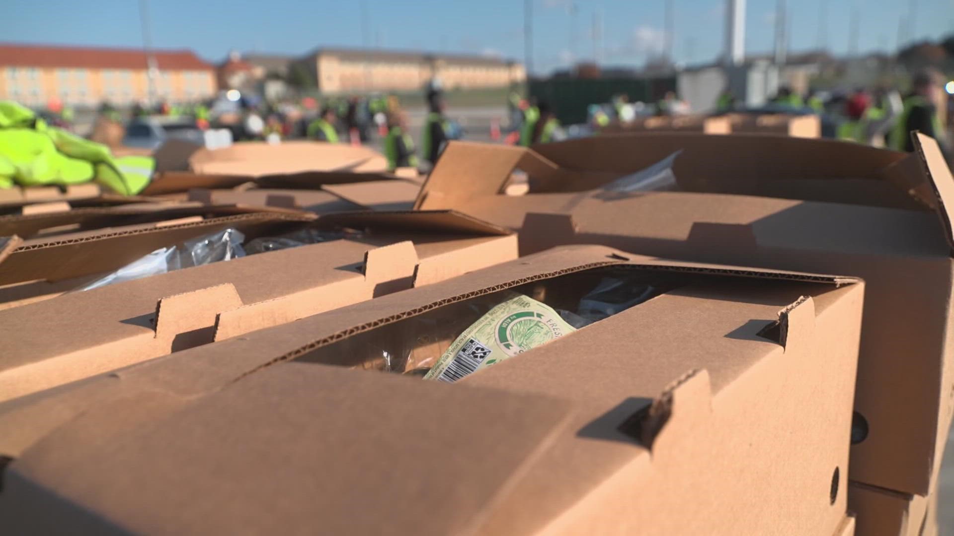 The Tarrant Area Food Bank hosted its first mega mobile distribution in Denton County, and hundreds of families took advantage of it.