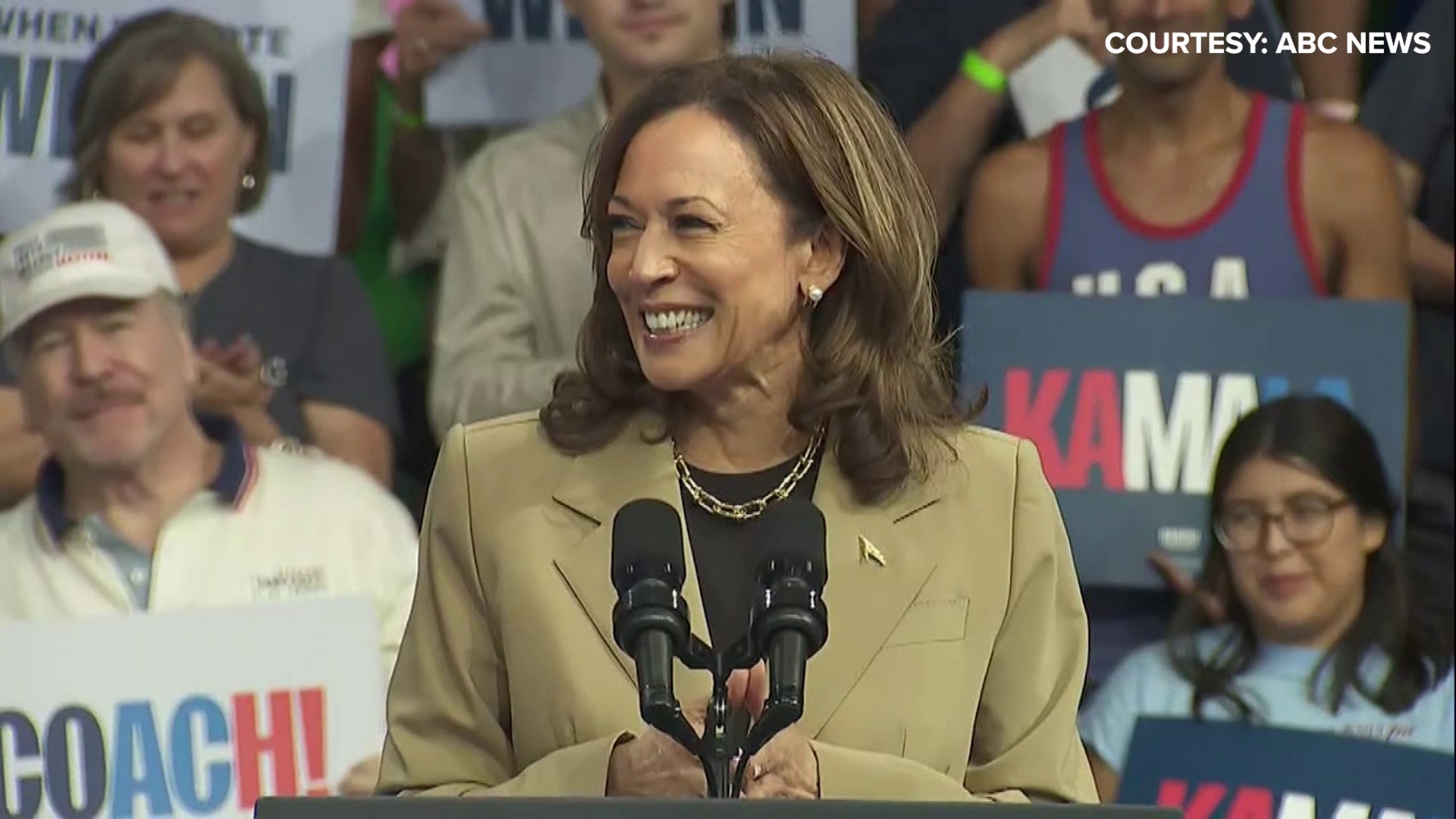 Vice President Harris spoke at a campaign event in Arizona on Friday evening.