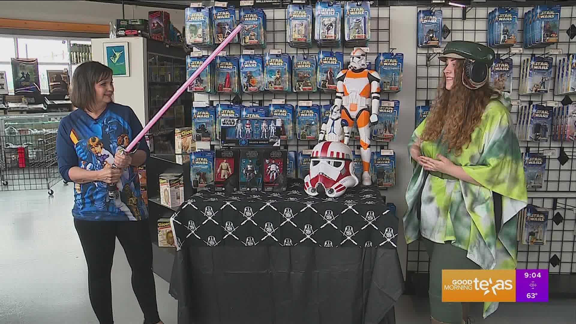 Paige tests her Star Wars knowledge at the Holocron Toy Store in Fort Worth