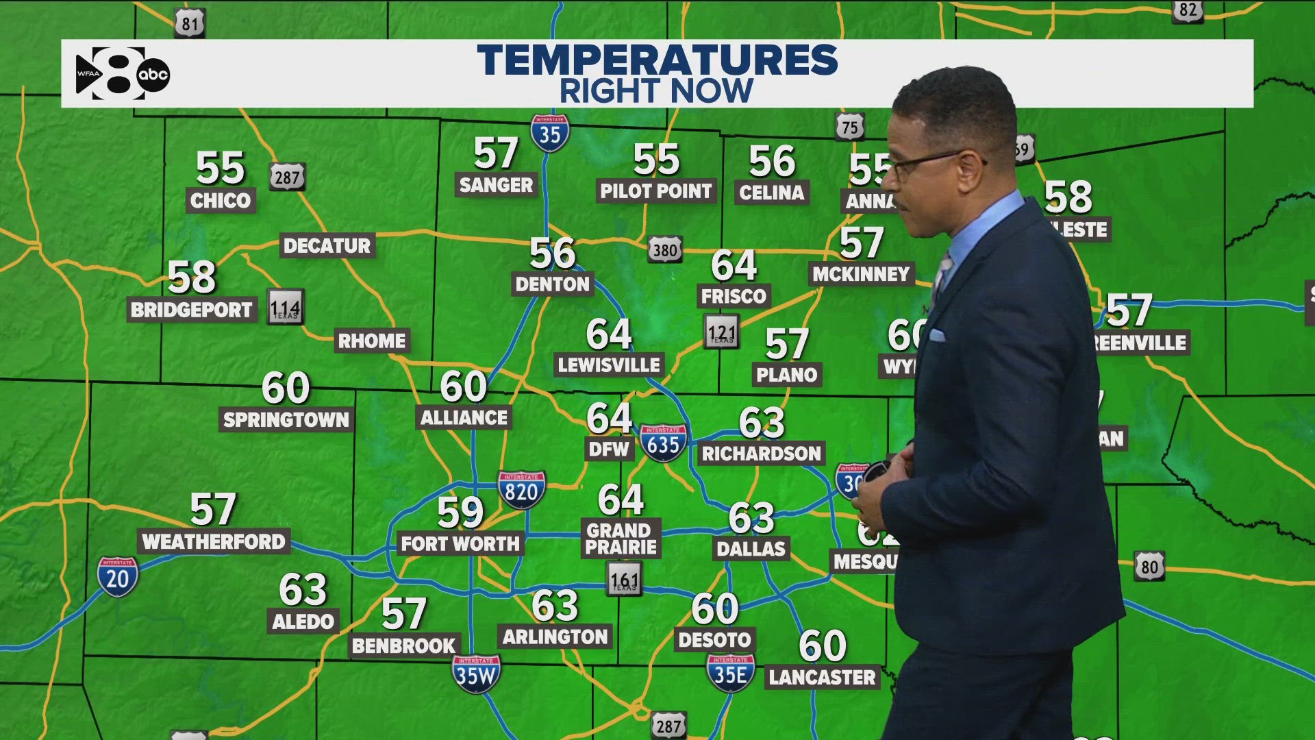 A slight chance of rain is forecasted south of the Metroplex. 