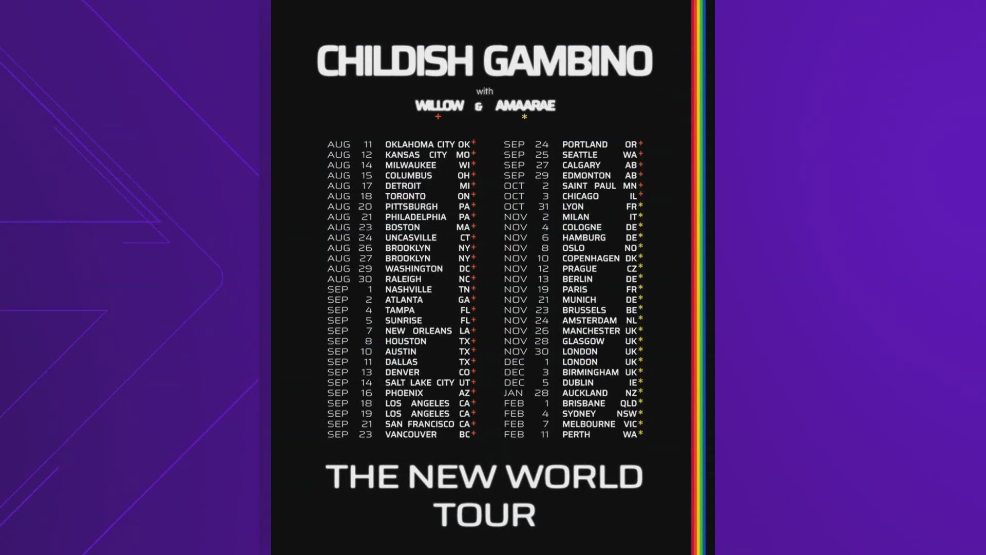 Donald Glover also known as 'Childish Gambino' on stage -- has announced his first world tour in five years.