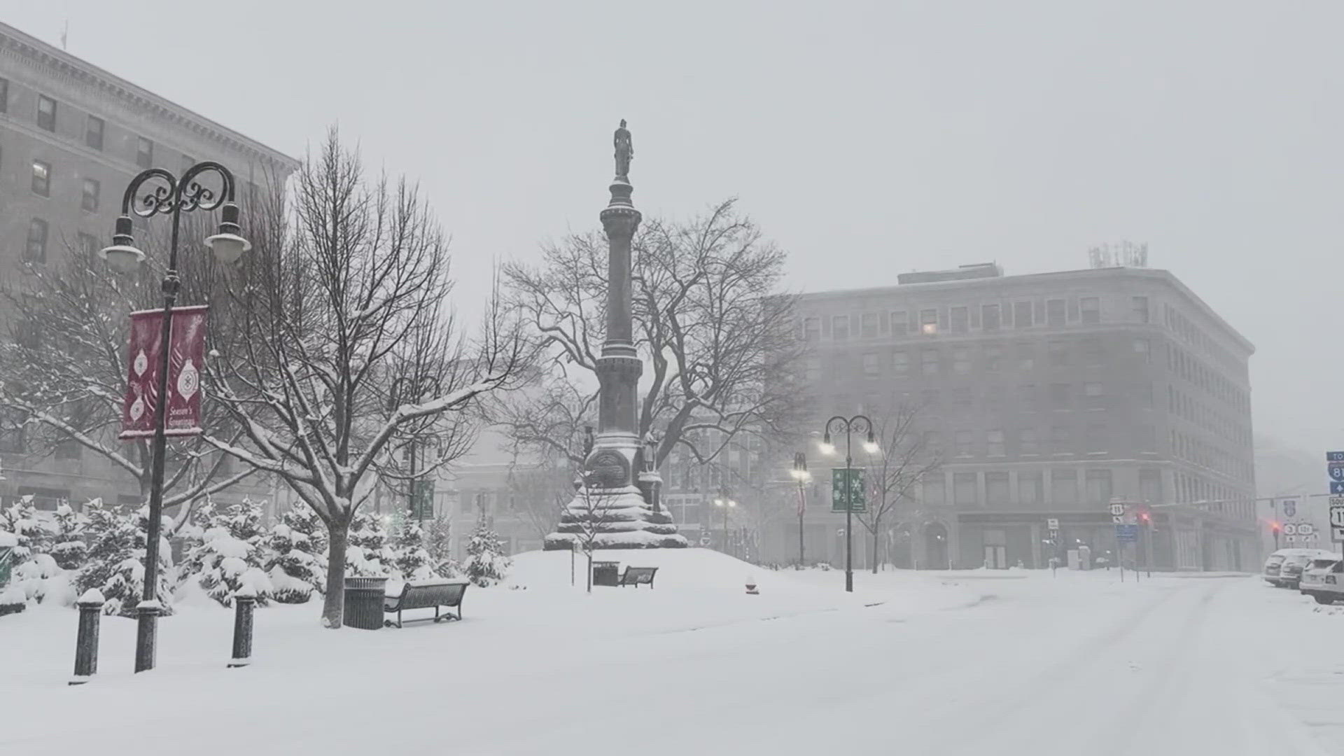 Lake-effect snow is affecting the Great Lakes region. 