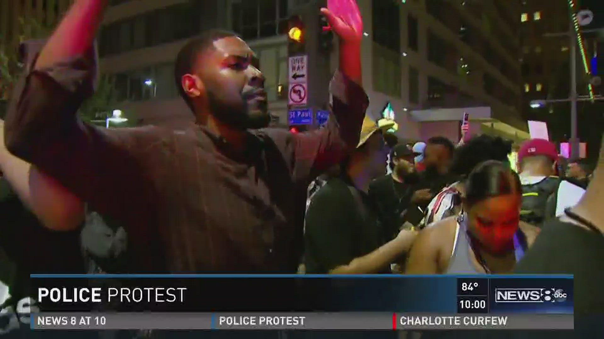 A protest against deadly police shootings in downtown Dallas grew tense when protesters ignored demands to stay on sidewalks. Jason Whitely reports.