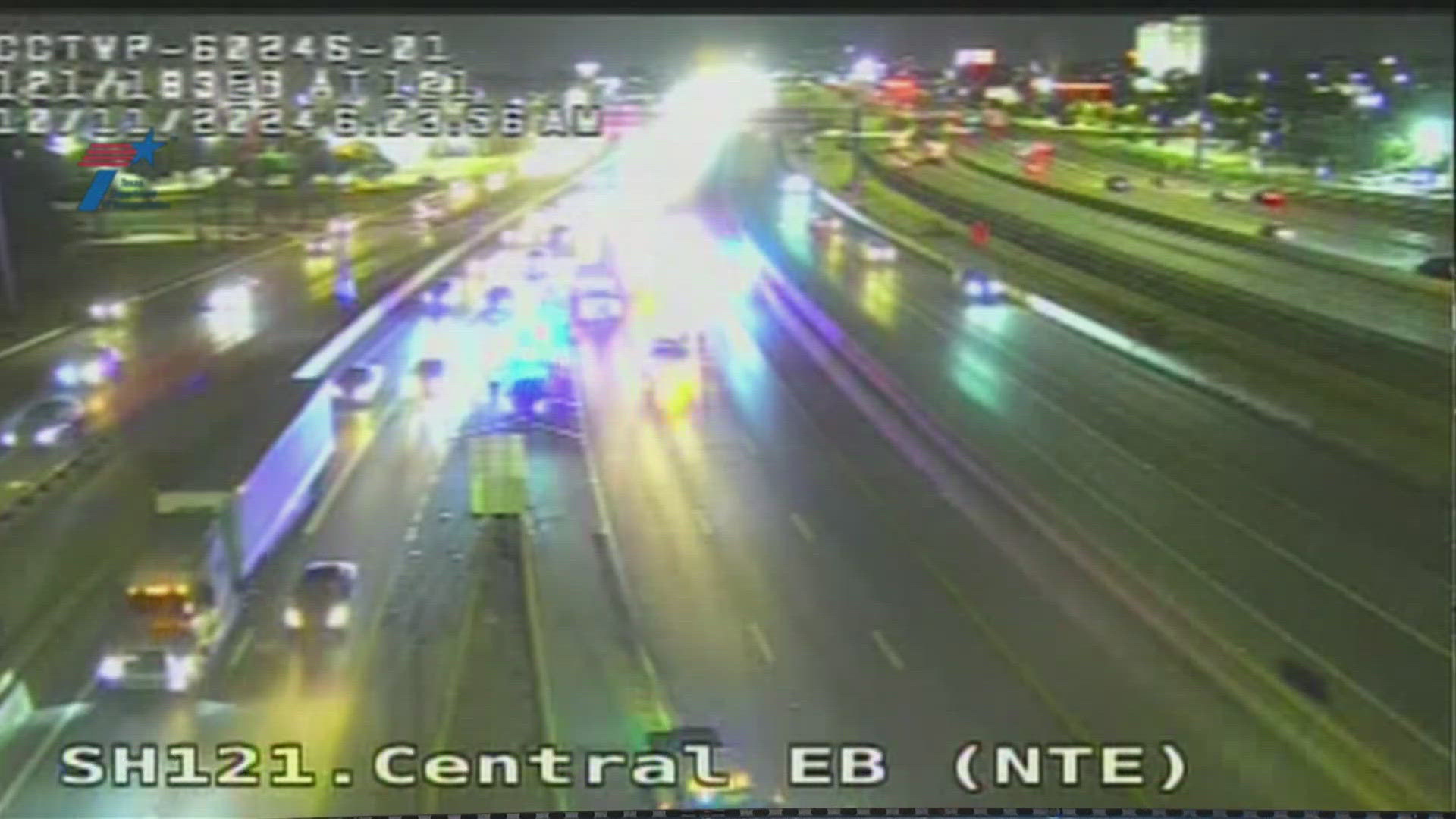 Eastbound Texas 183 through Bedford was shut down Friday morning.