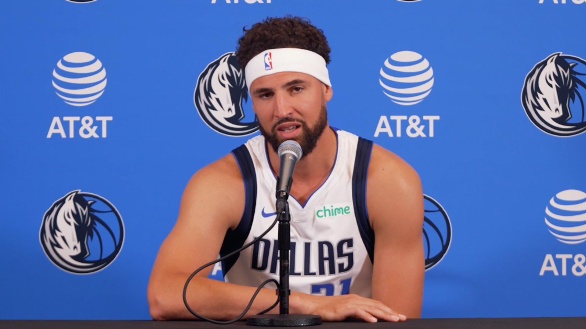 Dallas Mavericks guard Klay Thompson spoke to reporters during a press conference at the 2024-25 Media Day.