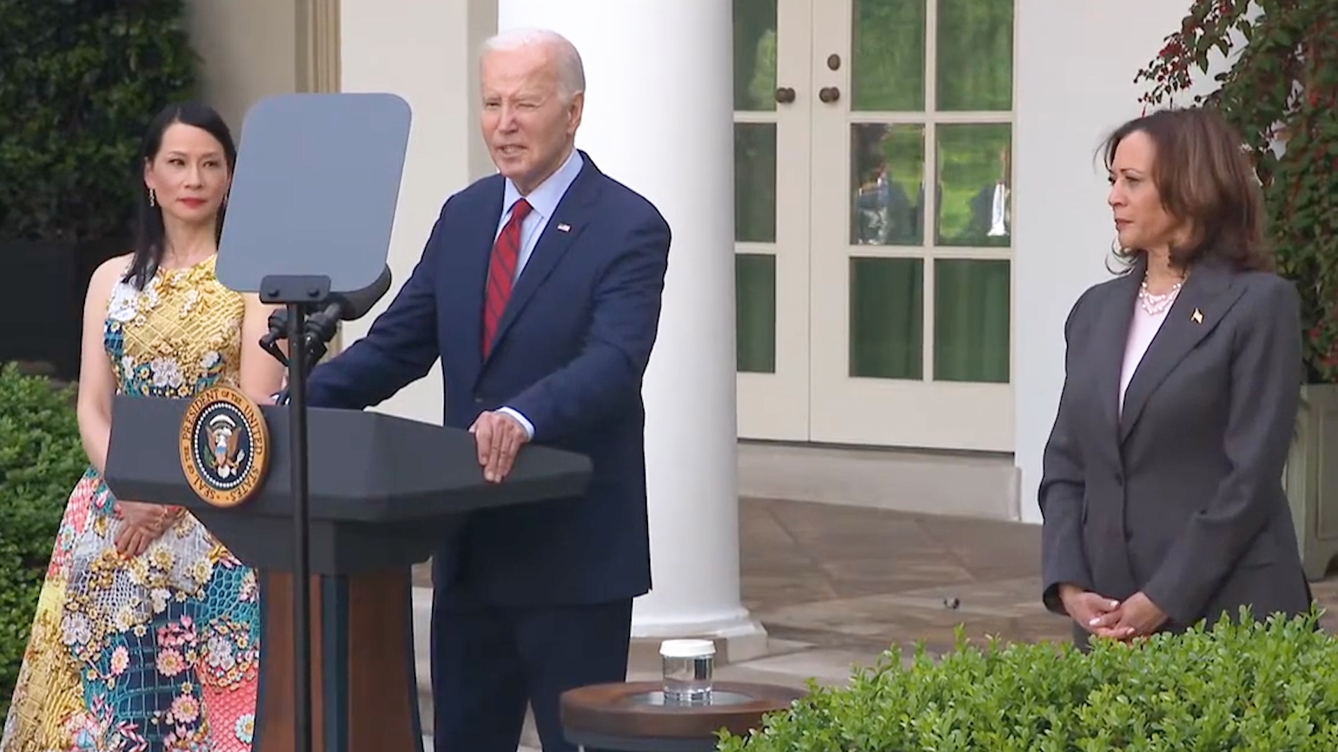 President Joe Biden and Vice President Kamala Harris spoke at an Asian American, Native Hawaiian, and Pacific Islander Heritage Month reception on May 13, 2024.