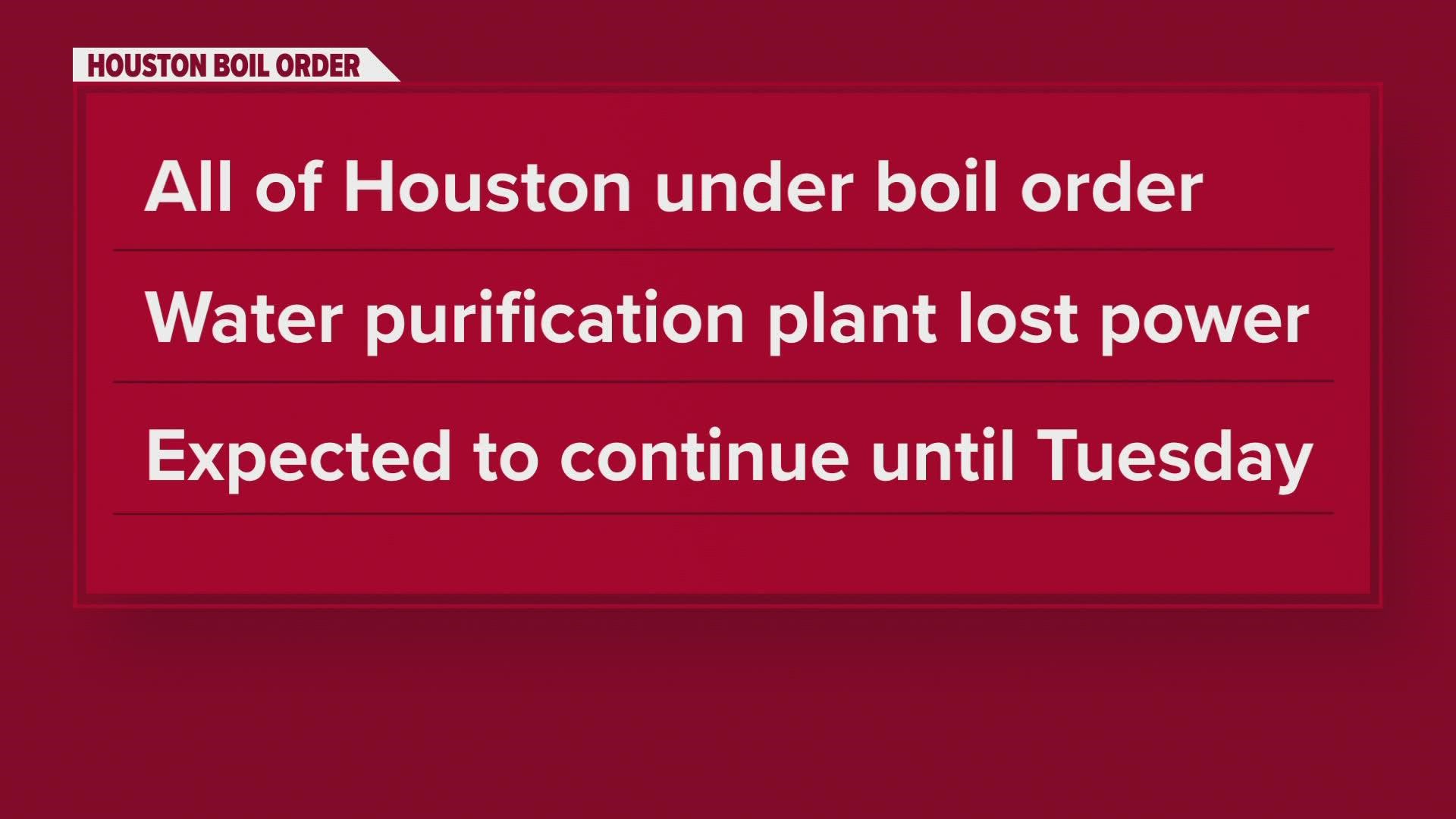 The entire city of Houston is currently under a notice to boil water before use.