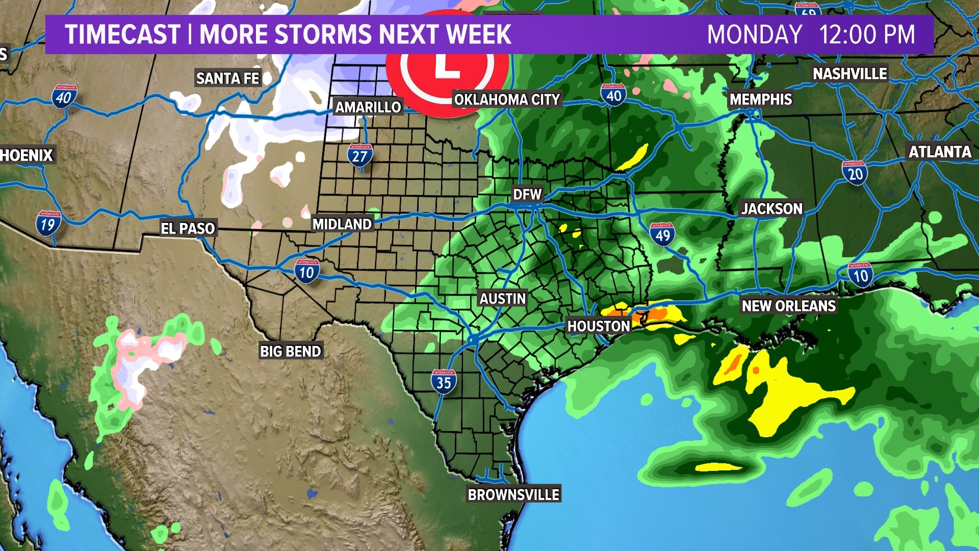 DFW Weather Monday's rain