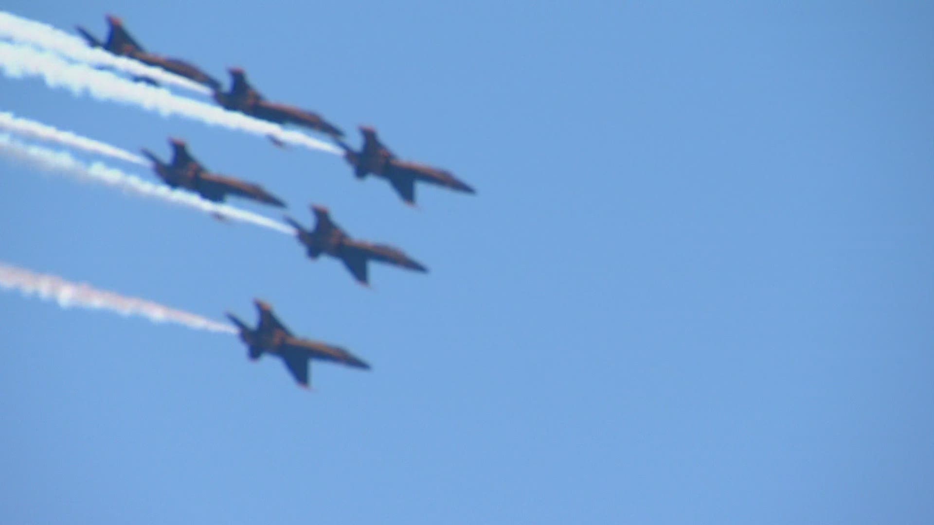 For 35 minutes on Wednesday, the Navy jets flew over North Texas to honor health care workers, first responders and other essential roles in the COVID-19 pandemic.