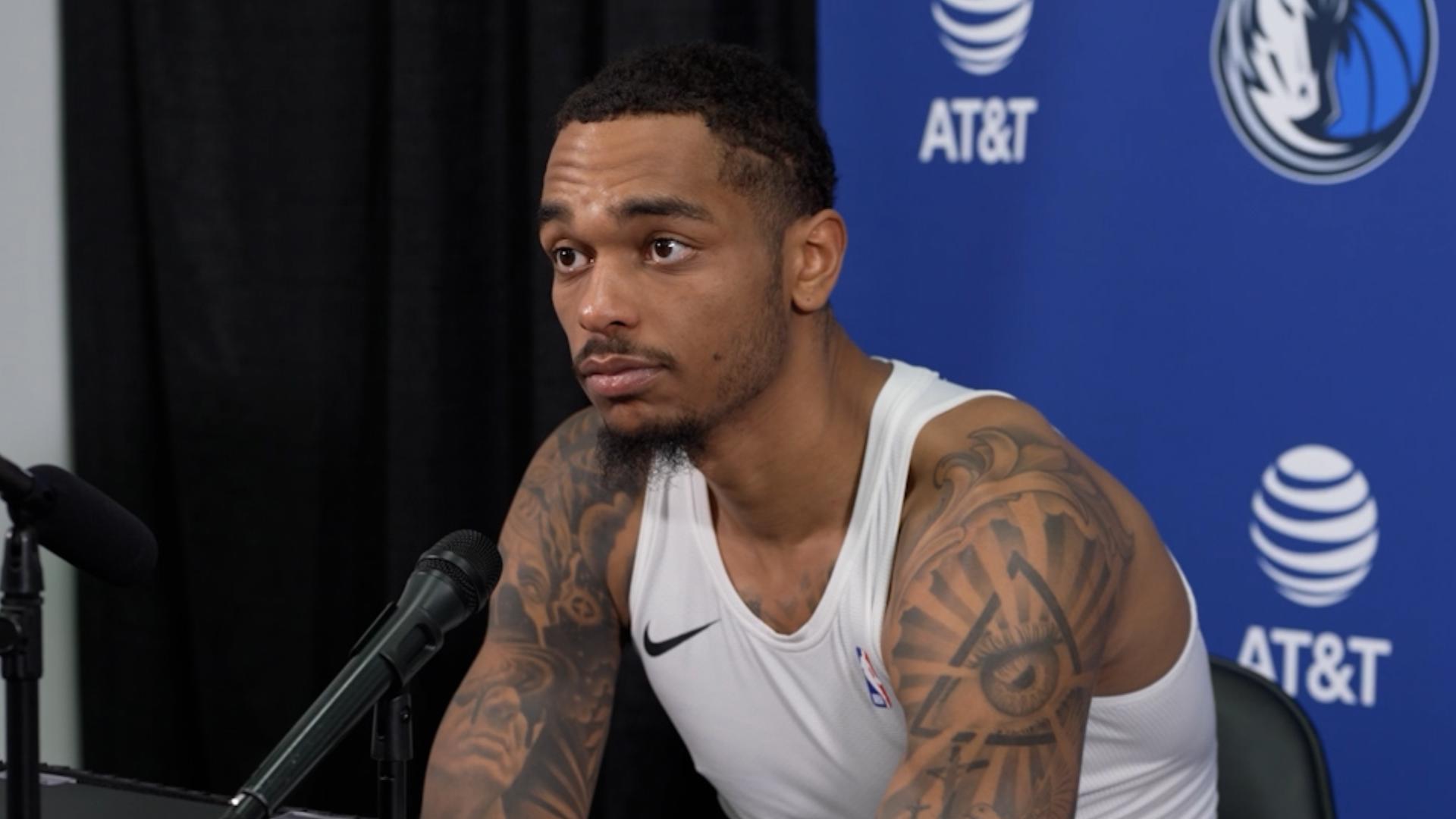 Dallas Mavericks forward PJ Washington spoke to reporters after a win over the Oklahoma City Thunder on November 17, 2024.