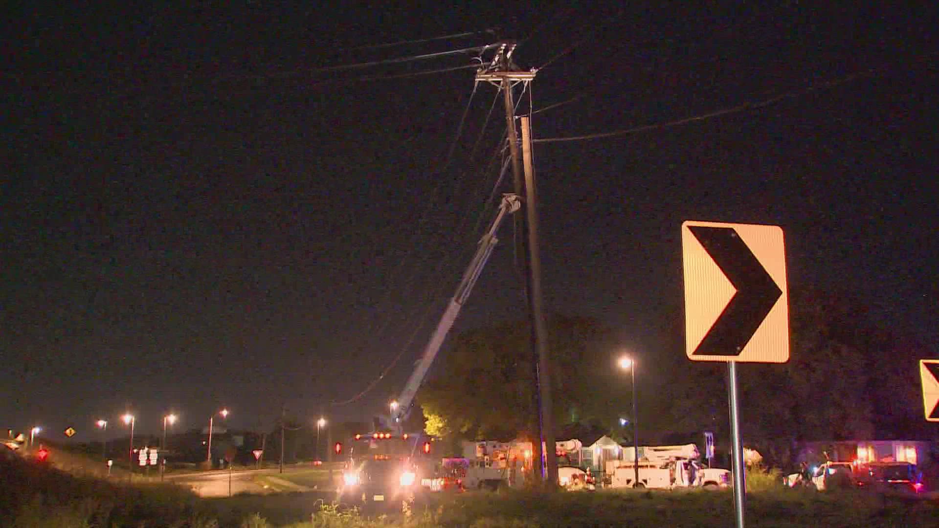 Fort Worth police said the pole was hit at about 11:30 p.m. last night near the intersection of U.S. 287 and Wilbarger Street.